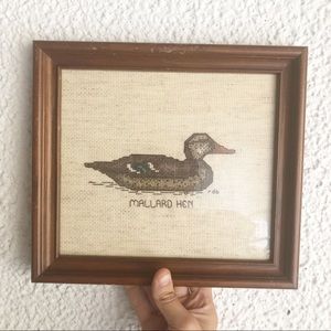 Vintage Mallard Hen Embroidered Frame